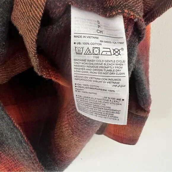 Taylor Swift Evermore Flannel Button Down Shirt Size Small Old Navy Orange Gray - Picture 9 of 9